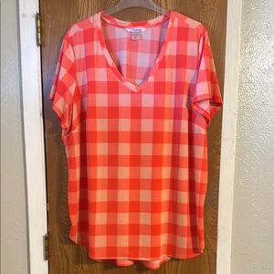 Peter Nygard Red and Orange Boxy Blouse